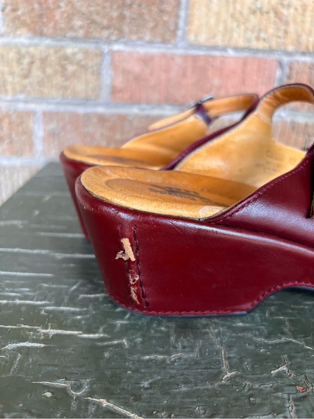 Spring Step Cheri Women’s Red Leather Floral Mary Jane Mule Clog 42 US 11 Artsy - Picture 6 of 9